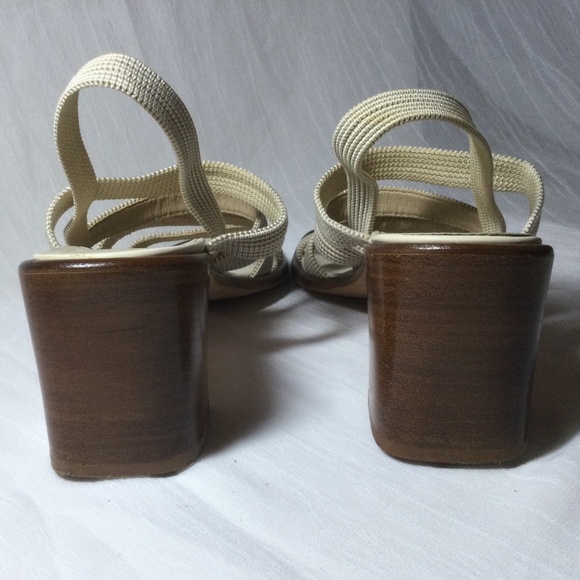 Vintage Nickels Block Heel Taupe Strap Slingback Sandals Made in Italy 9M - Picture 5 of 8